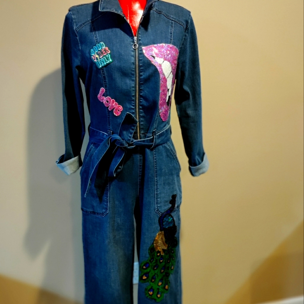 Customized denim jumpsuit, size 12